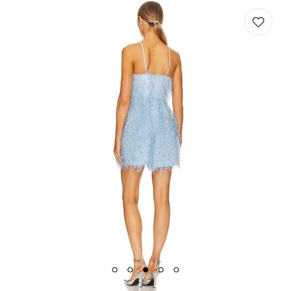 BCBGMAXAZRIA Short Feathered Evening Dress in Ethereal Blue Size 0. NWT. - Picture 3 of 9